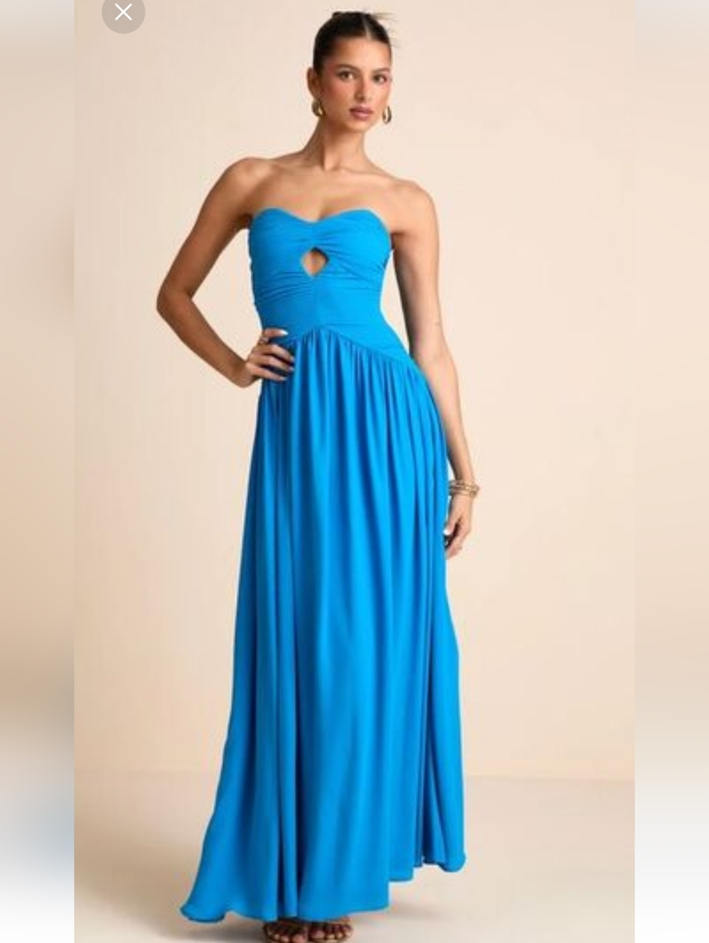 Lulu's Strapless Rozala Pleated Turquoise Blue Maxi Dress Sweetheart Neckline